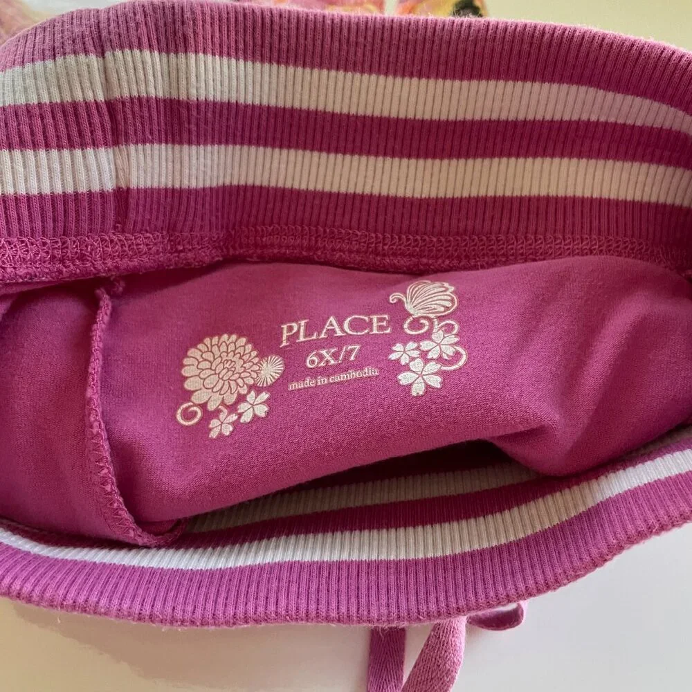 The Children's Place Girls Skirt Skort Size 6X/7 Ruffle Butterflies Flowers Pink